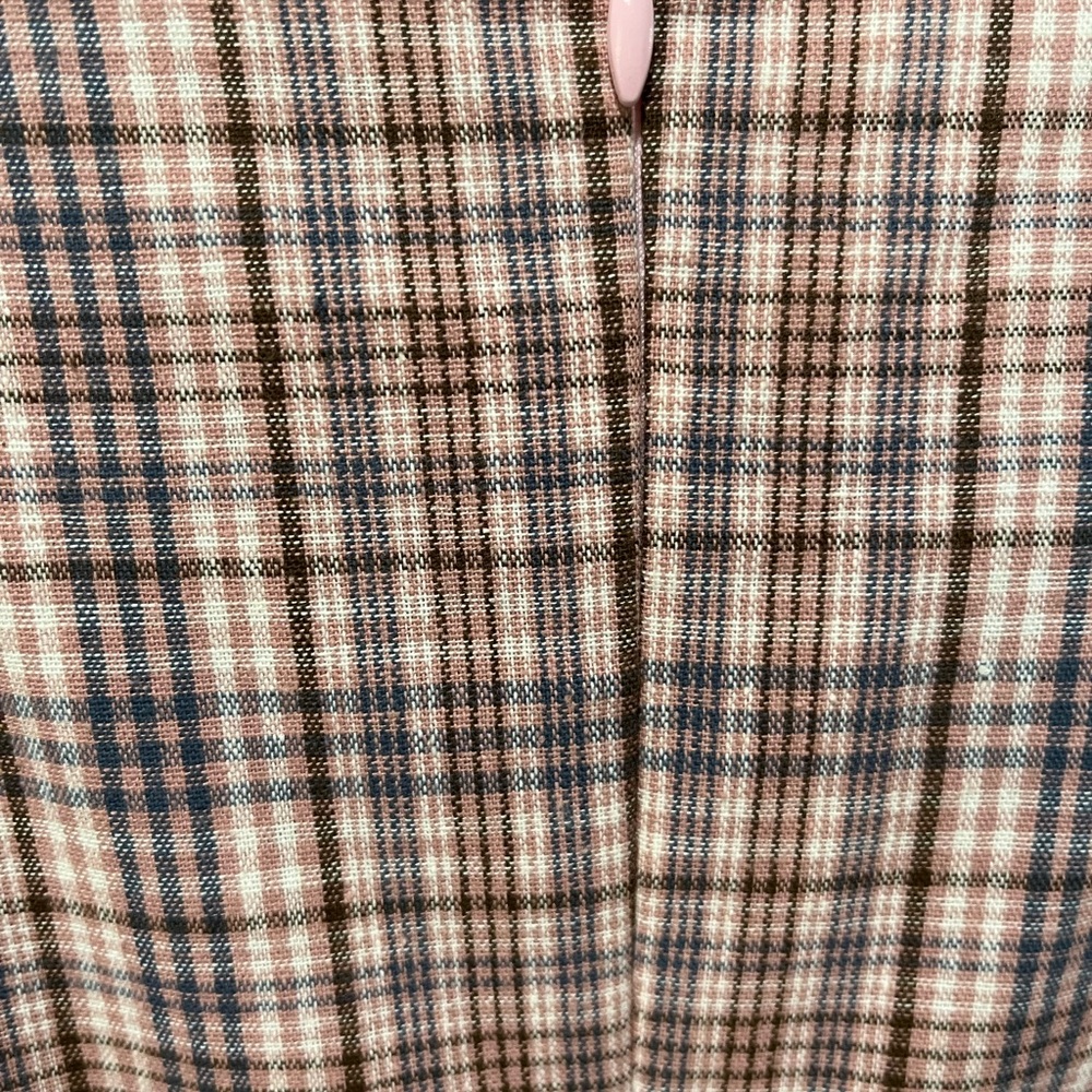 ENGLISH FACTORY PLAID PUFF SLEEVE RUFFLED WOOD BUTTON DETAILS DRESS SIZE SMALL - Picture 5 of 14